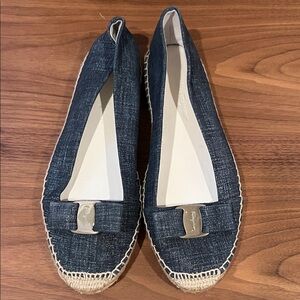 Salvatore Ferragamo Navy Espadrille Flats (new - never worn)